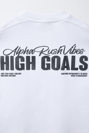 T-SHIRT WITH RAISED SLOGAN - Oyster-white by Zara - Image 3