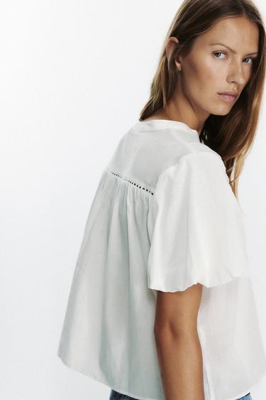 PUFF SLEEVE BLOUSE - White by Zara - Image 5