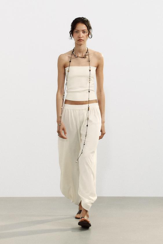 TOP COURT EN MAILLE BANDEAU - Blanc de Zara - Image 0