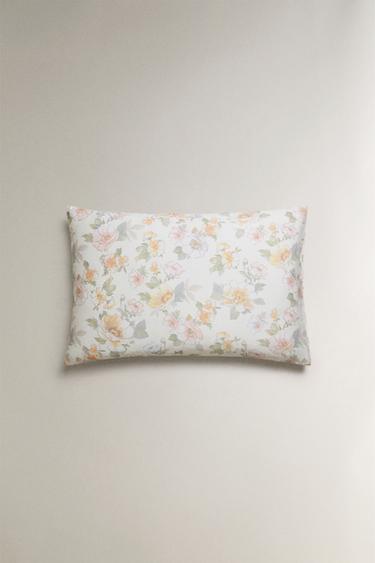 FLORAL SATEEN PILLOWCASE - Ecru by Zara - Image 3