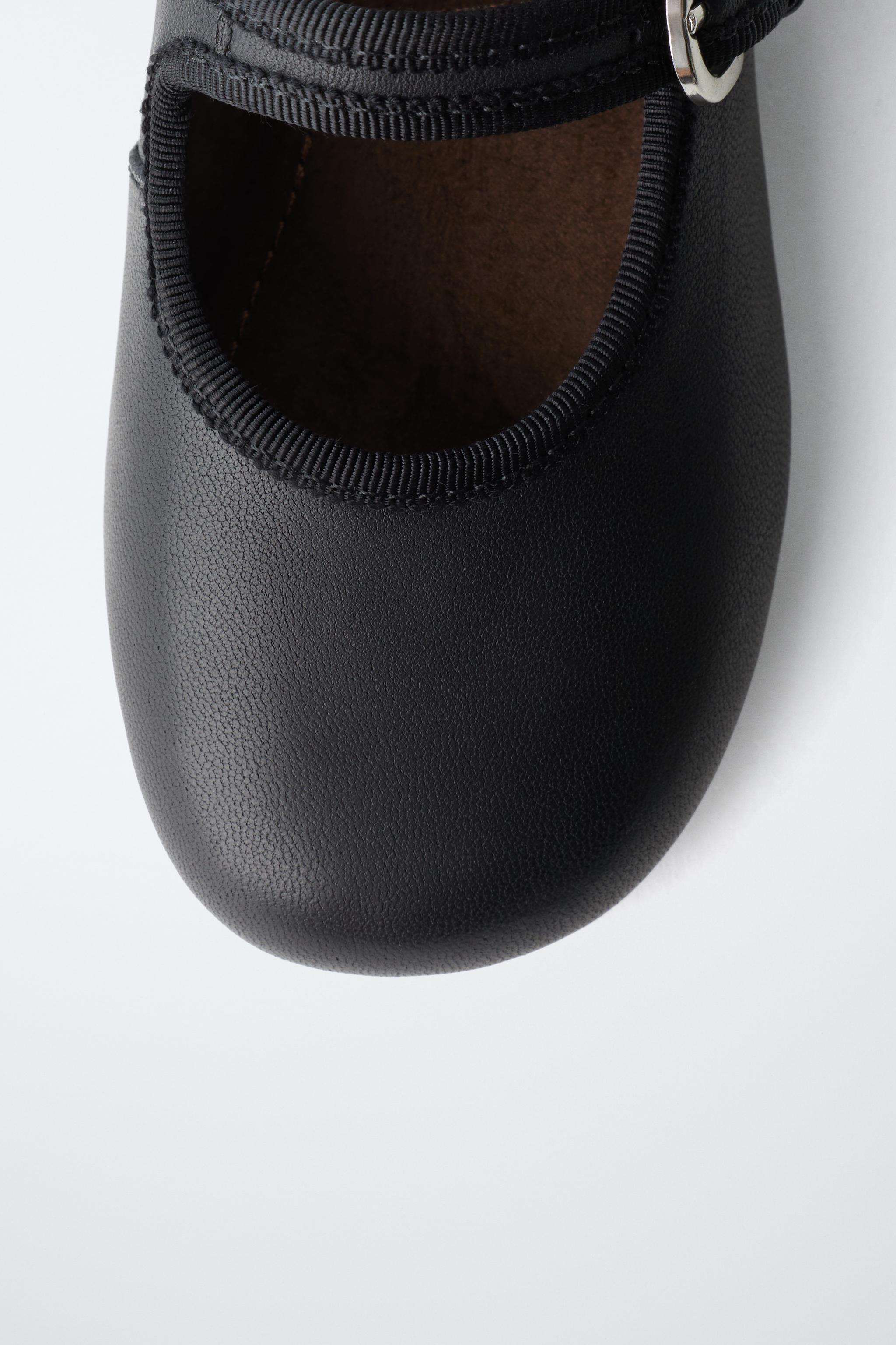 Обувь Zara LEATHER BUCKLE BALLET FLATS — фото 6