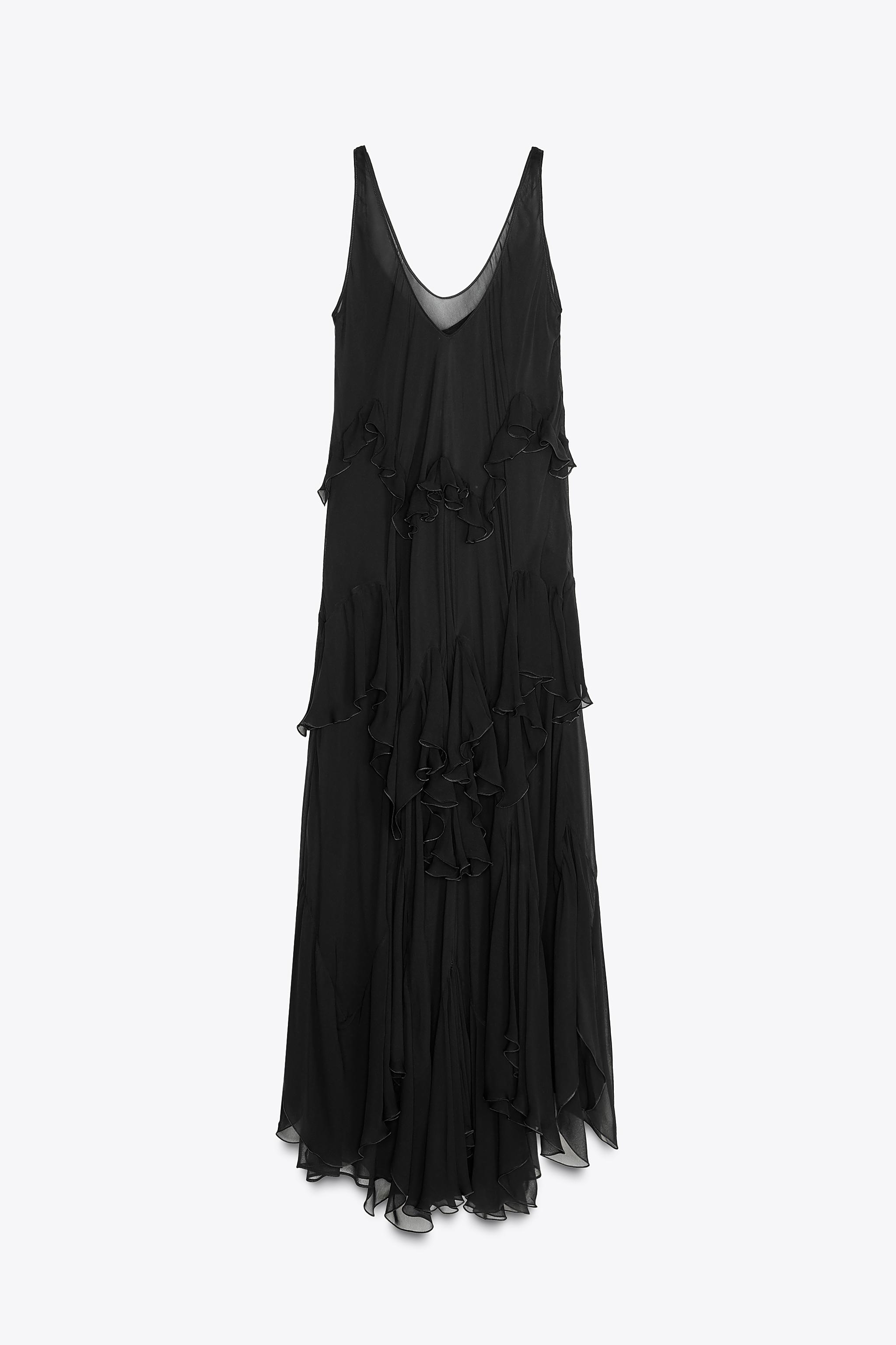 送料無料 いくらから | Black - DRESS RUFFLE LONG COLLECTION ZW ZARA States United スーツ・フォーマル・ドレス
