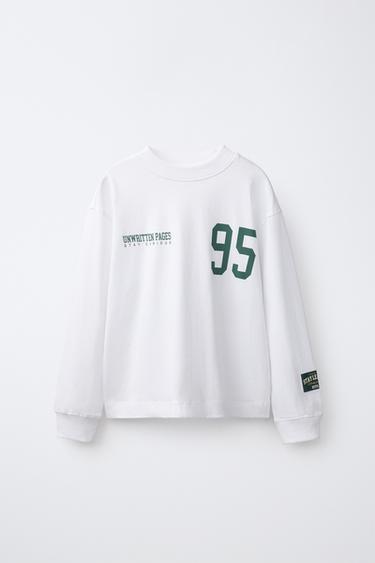 PRINTET JOGGING T-SHIRT - Hvid fra Zara