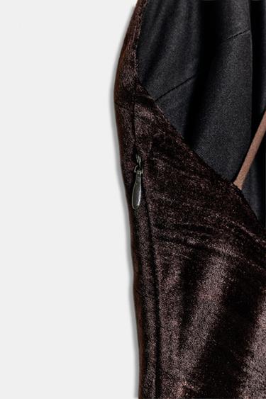 ROBE MI-LONGUE EN VELOURS À FRANGES - Marron de Zara - Image 10