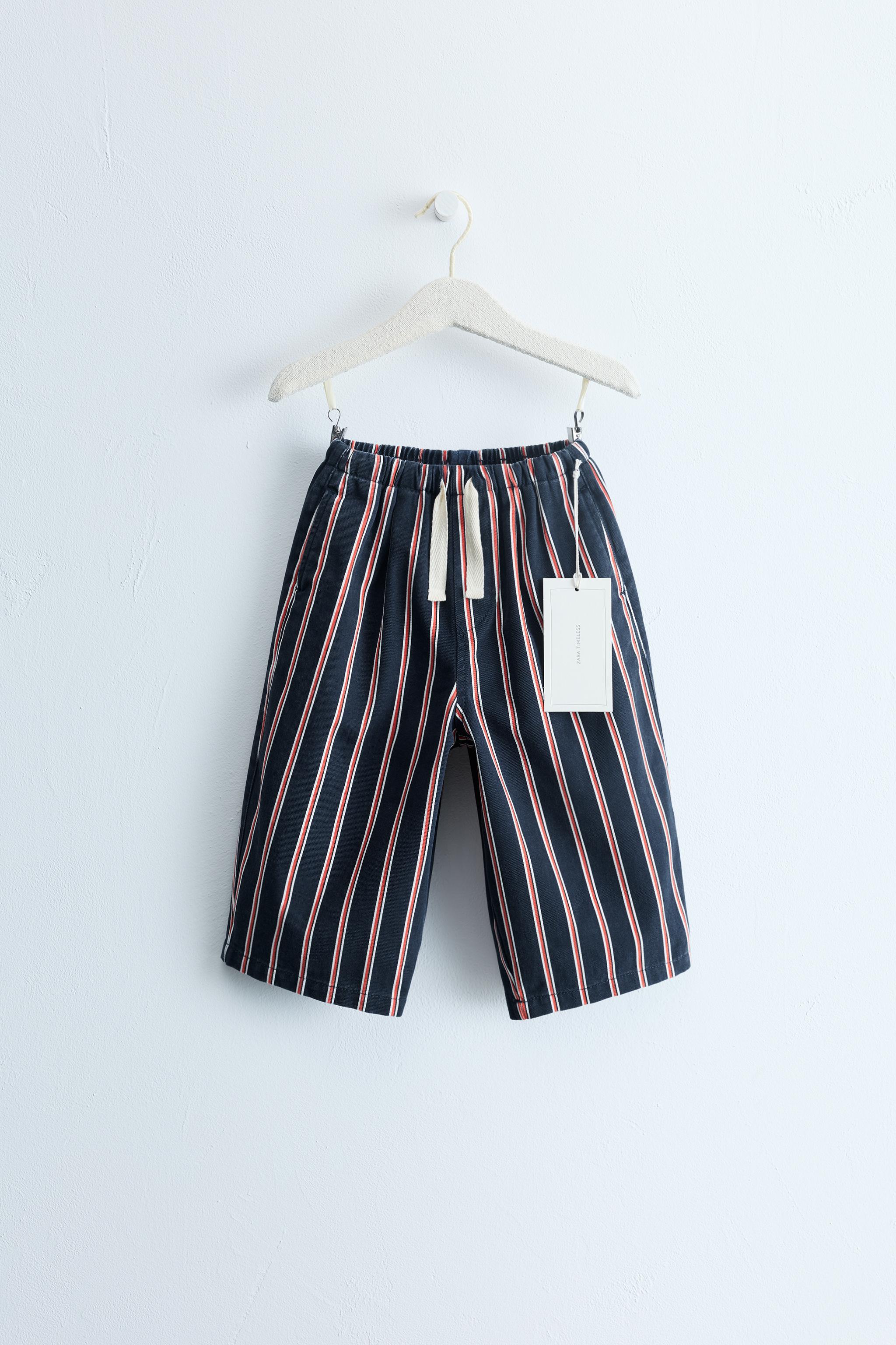 ZARA TIMELESS - STRIPED BALLOON PANTS — Blue