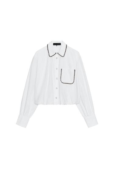 BEADED POPLIN BALLOON SHIRT