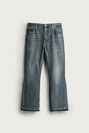 Zara FLARE FIT JEANS - Blue / Green