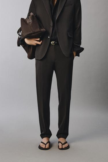 COMFORT SUIT TROUSERS - Dark brown by Zara