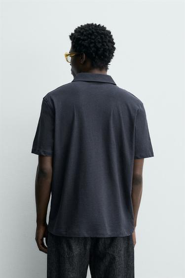 POLO REGULAR FIT COTON-LIN - Bleu marine foncé de Zara - Image 2