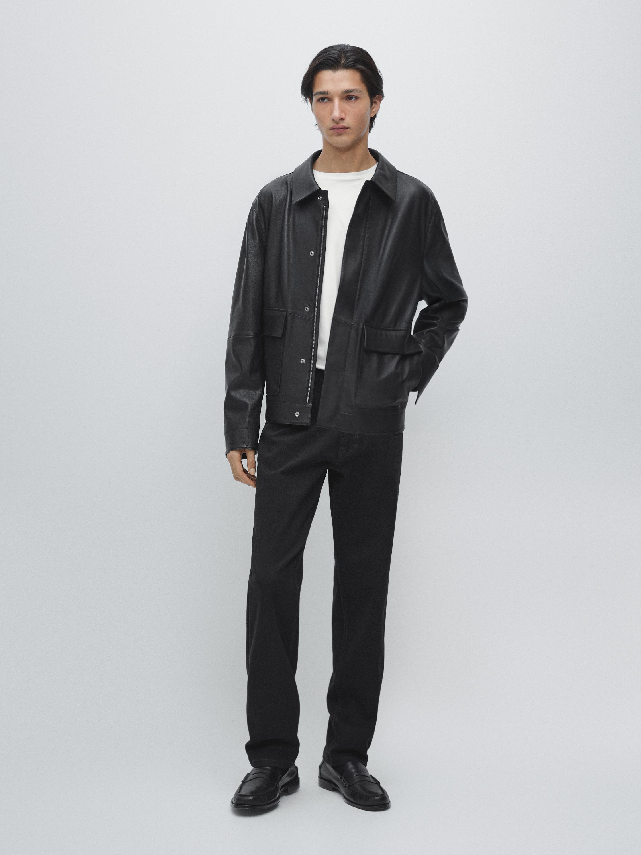 Nappa leather jacket with pockets