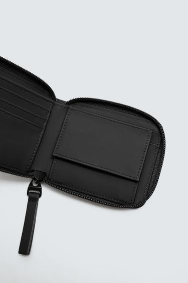 RUBBERISED WALLET WITH ZIP - Black by Zara - Image 2