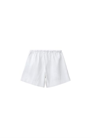 Zara DRAWSTRING DENIM SHORTS - White