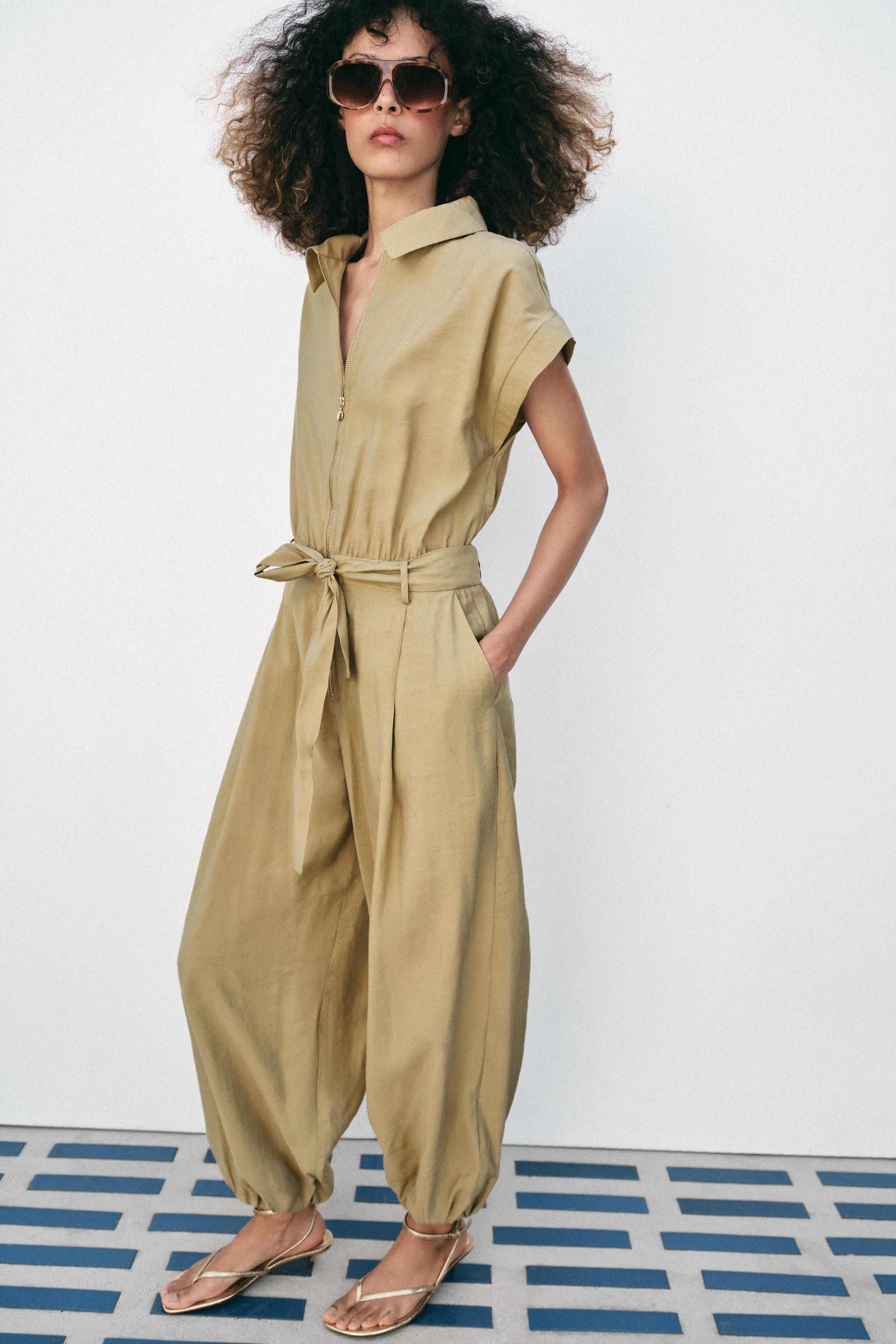 Zara Belted Zip-Front Jumpsuit