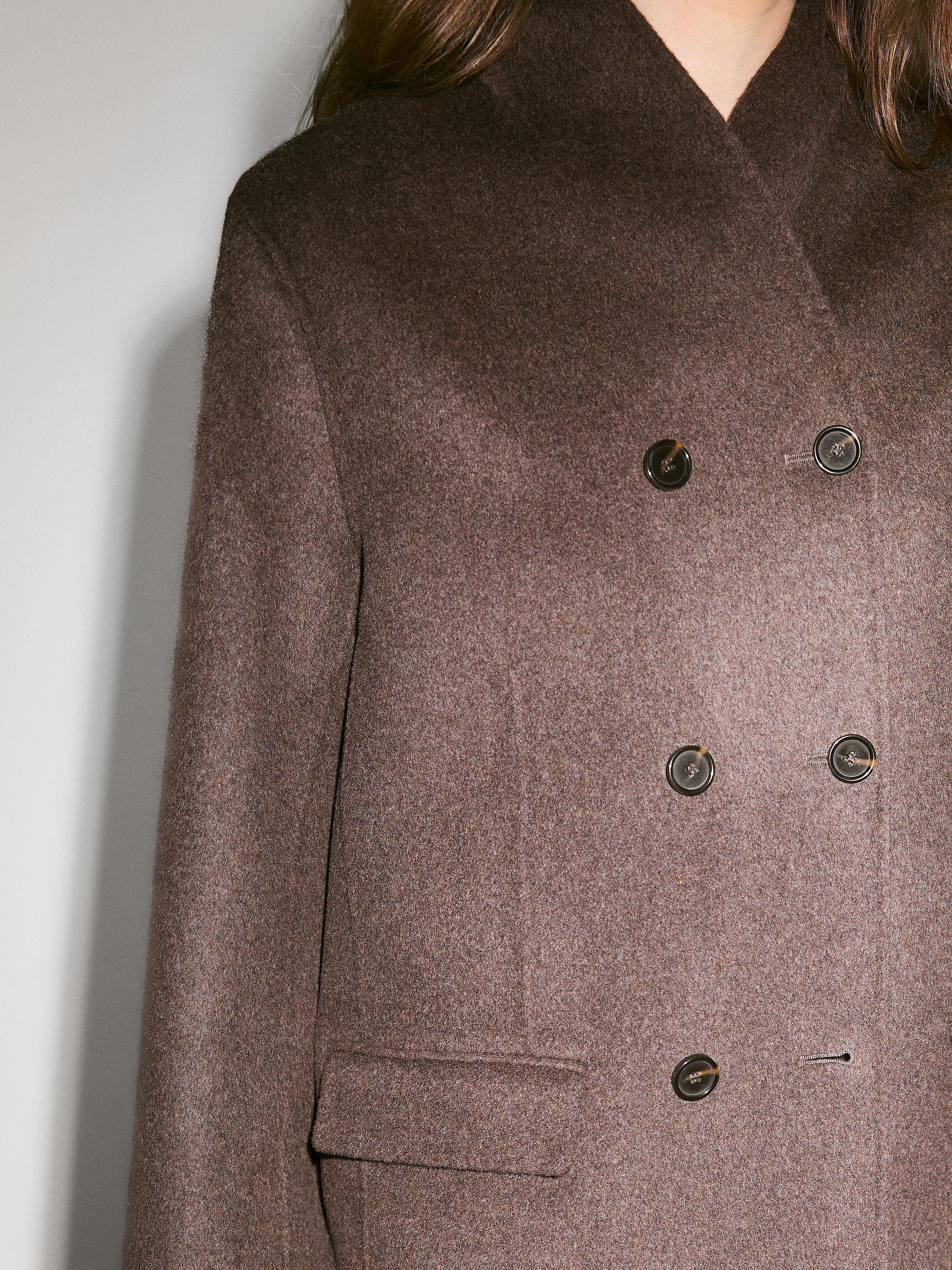Manteau à col smoking en laine mélangée