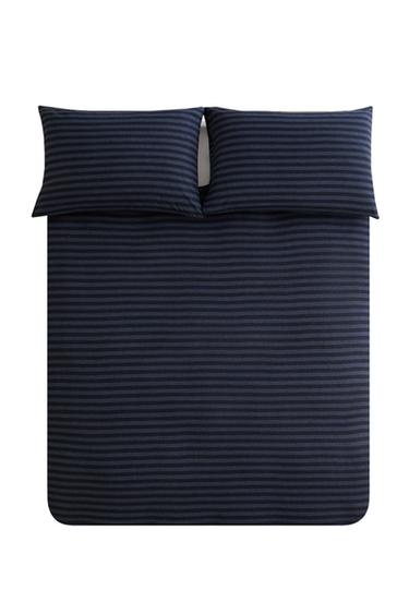 STRIPED COTTON JERSEY DUVET COVER - Blue by Zara