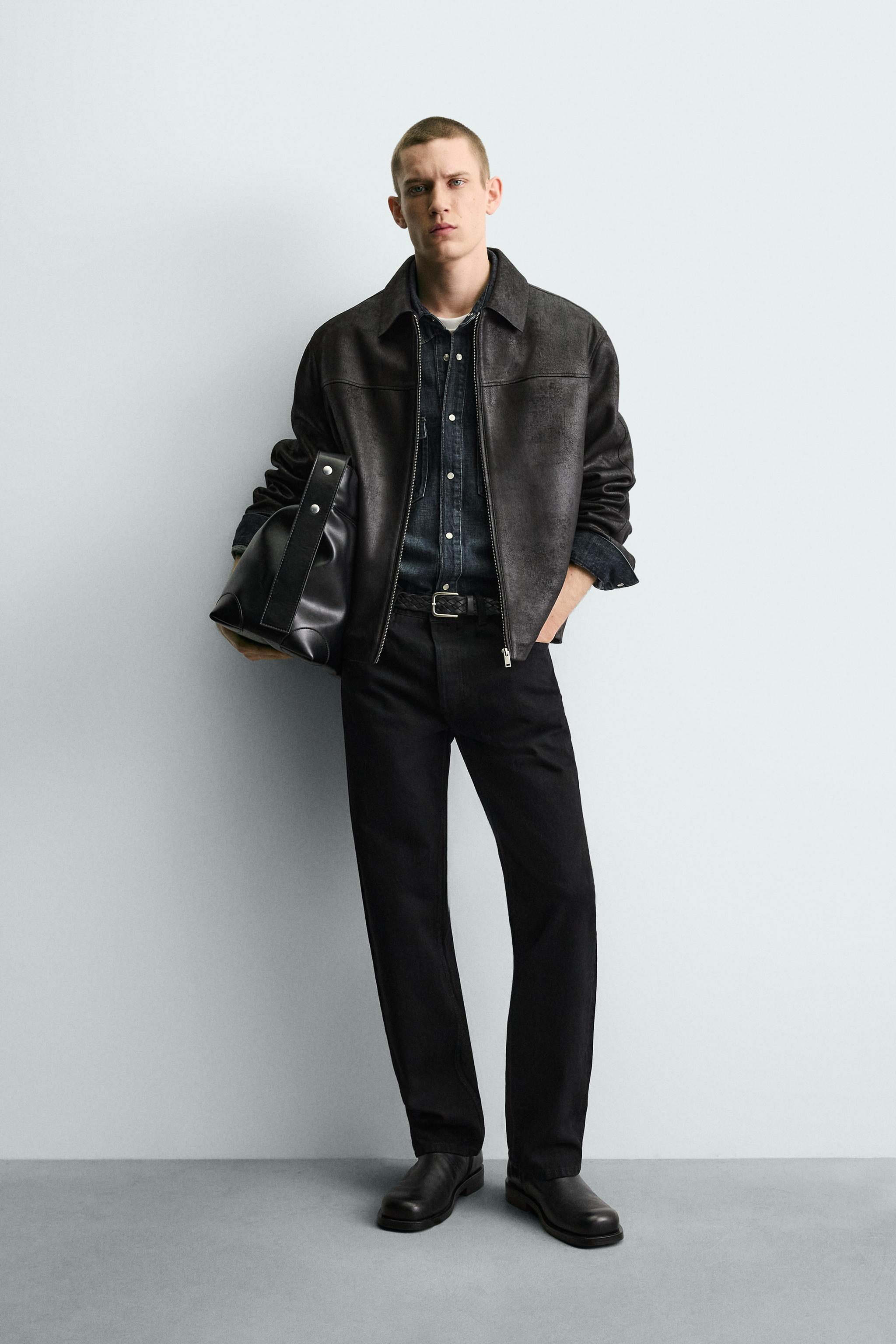 BLOUSON EN MATIÈRE SYNTHÉTIQUE DÉLAVÉ