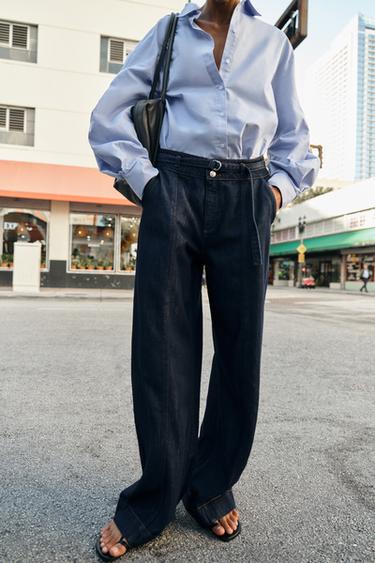 JEANS Z1975 BOOTCUT TIRO ALTO CINTURÓN - Azul de Zara