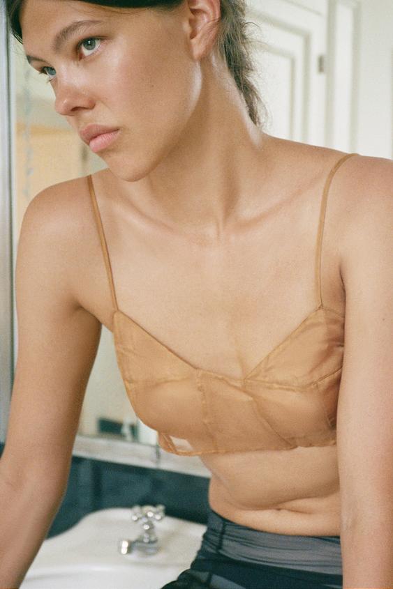 Zara SHEER MINI TOP - Oranges - Image 0
