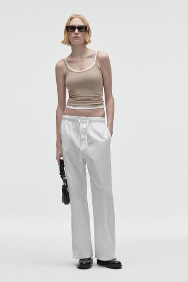 Zara POLYAMIDE SPAGHETTI STRAP CAMISOLE - Mink - Image 0