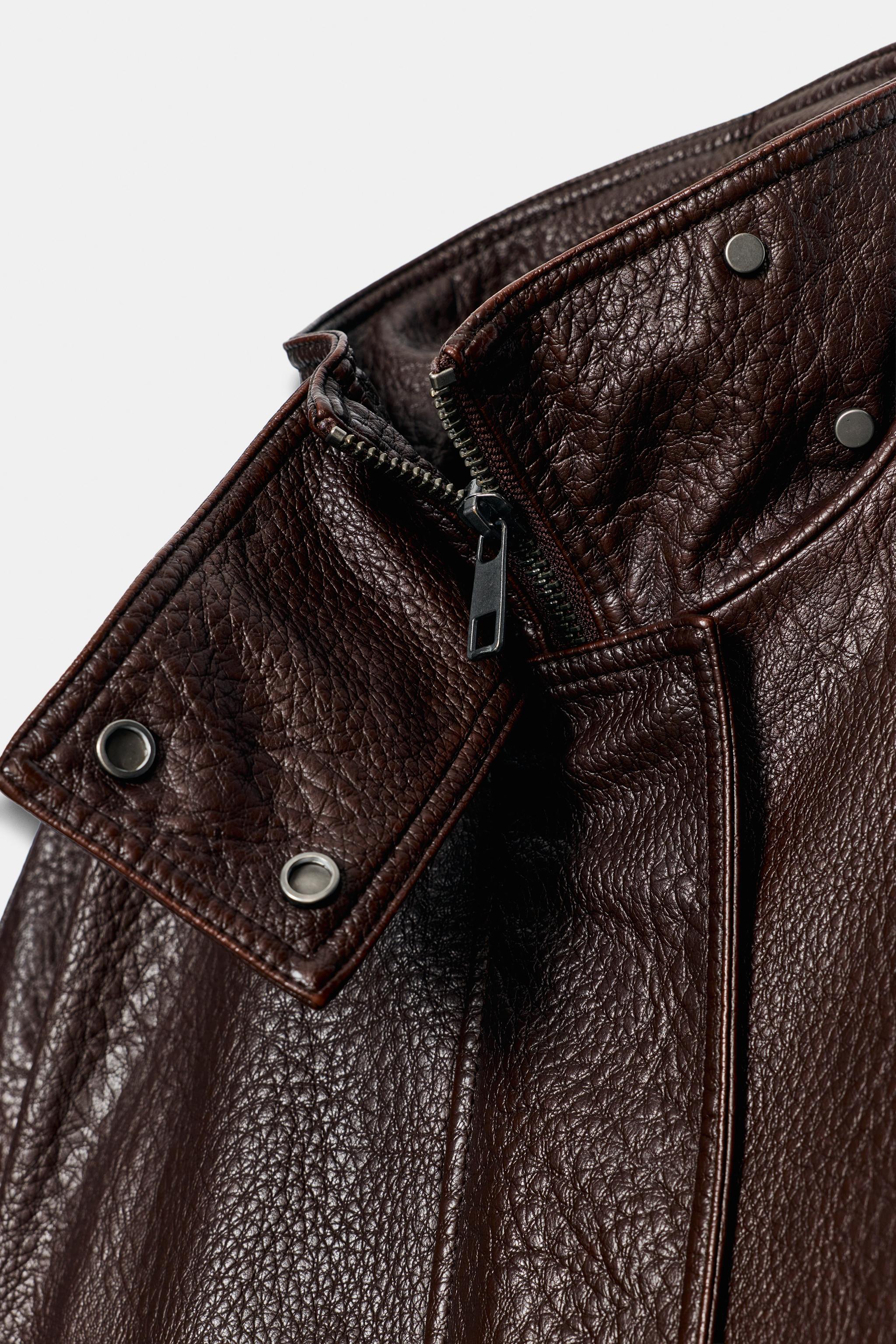 ZW COLLECTION FAUX LEATHER BIKER JACKET - Dark burgundy | ZARA