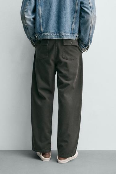 PANTALON COUPE DÉCONTRACTÉE À PASSANTS - Marron de Zara - Image 2