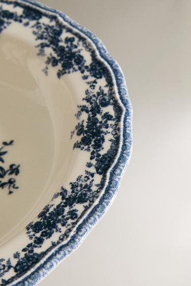 FLORAL EARTHENWARE SOUP PLATE - Blue by Zara - Image 2