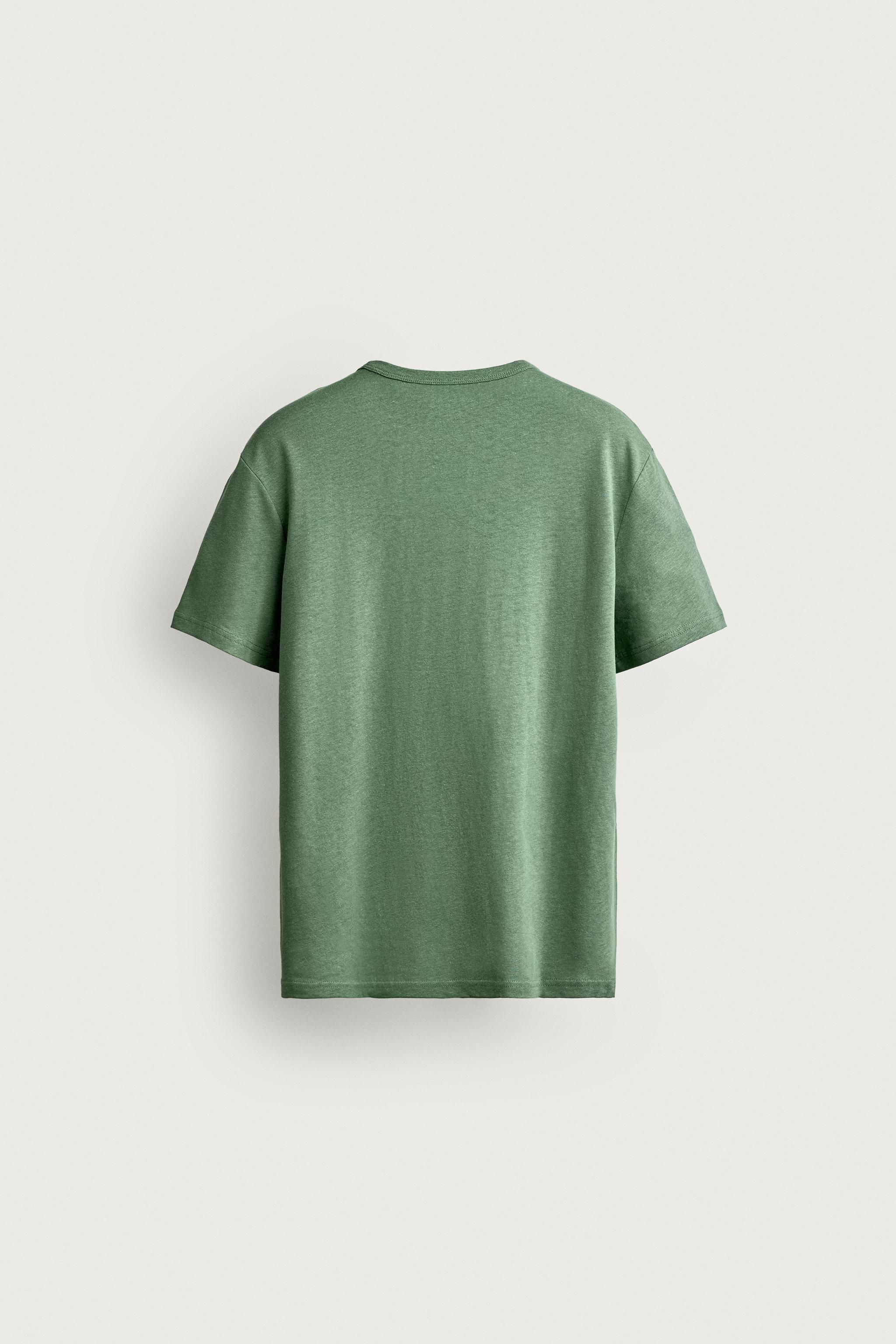 Мужские футболки Zara COTTON-LINEN RELAXED-FIT T-SHIRT — фото 6