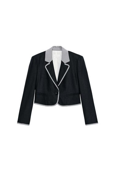 SHORT COMBINED GINGHAM BLAZER