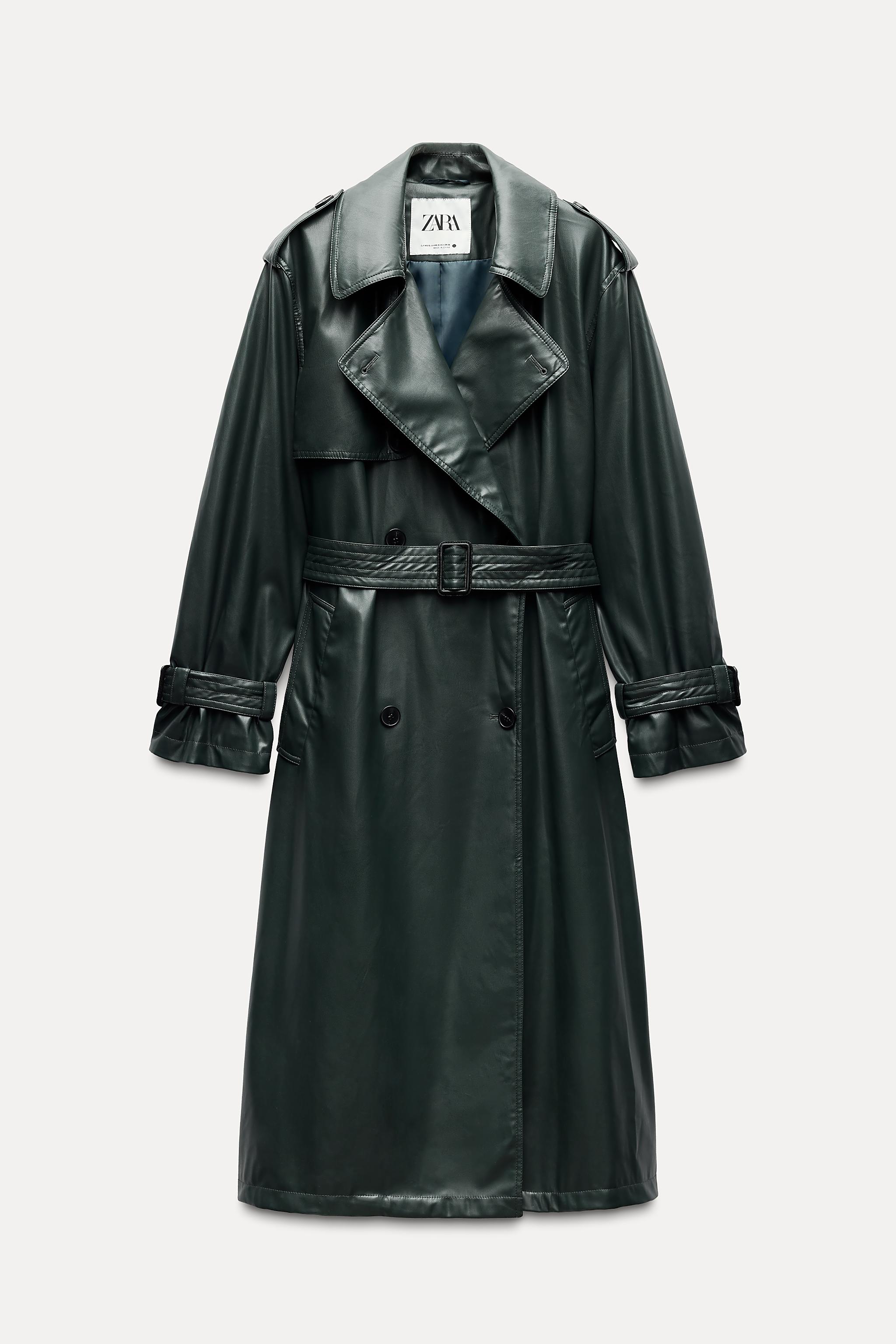 Zara FAUX LEATHER TRENCH store COAT