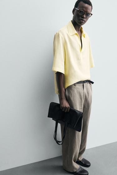 CHEMISE POLO 100 % LIN - Moutarde de Zara - Image 5
