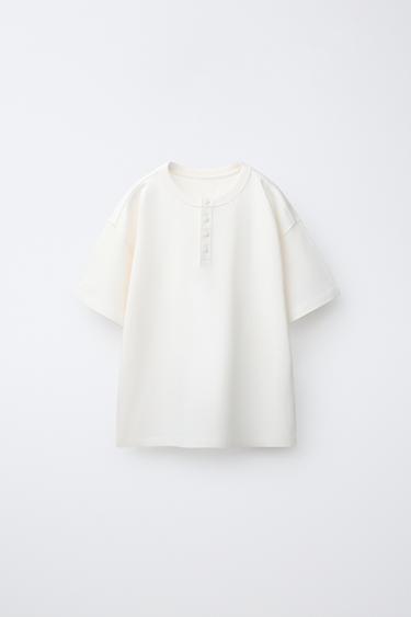 POLO À COL TUNISIEN - Écru de Zara