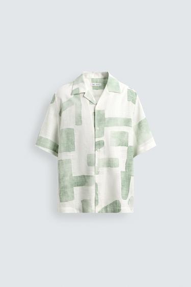 ABSTRACT PRINT FLOWING SHIRT - Greens by Zara