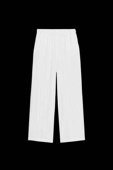 PANTALÓN ANCHO RÚSTICO - Blanco de Zara - Imagen 0