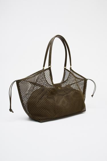 MESH TOTE BAG - Green by Zara - Image 1