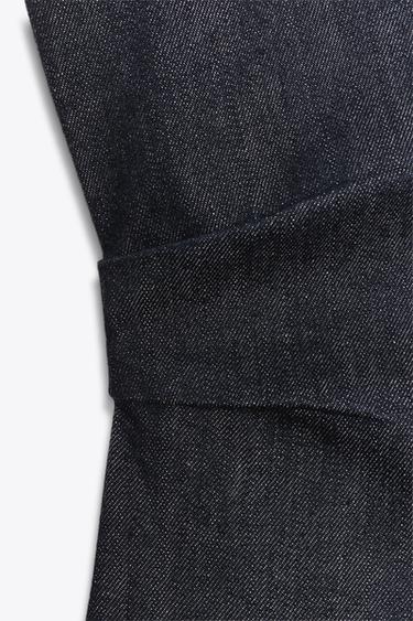 Zara TRF DRAPED DENIM MINI DRESS - Navy blue