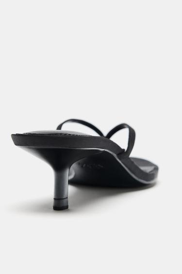 SATIN KITTEN HEEL SANDALS - Black by Zara - Image 5