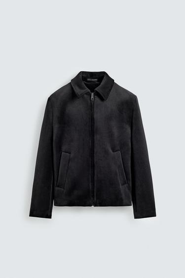 REGULAR FIT VELVET JACKET - Black by Zara