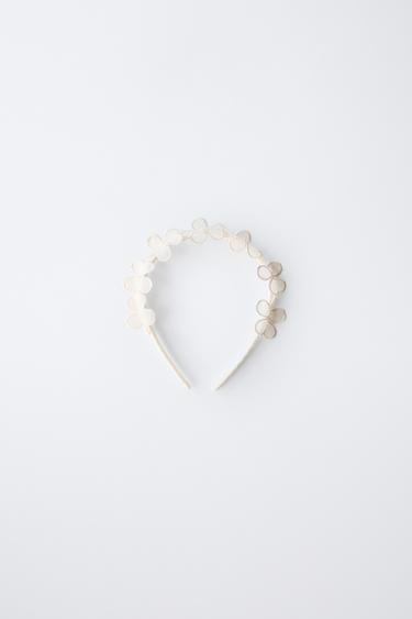 FLOWER AND FAUX PEARL HEADBAND - Ecru by Zara - Image 2