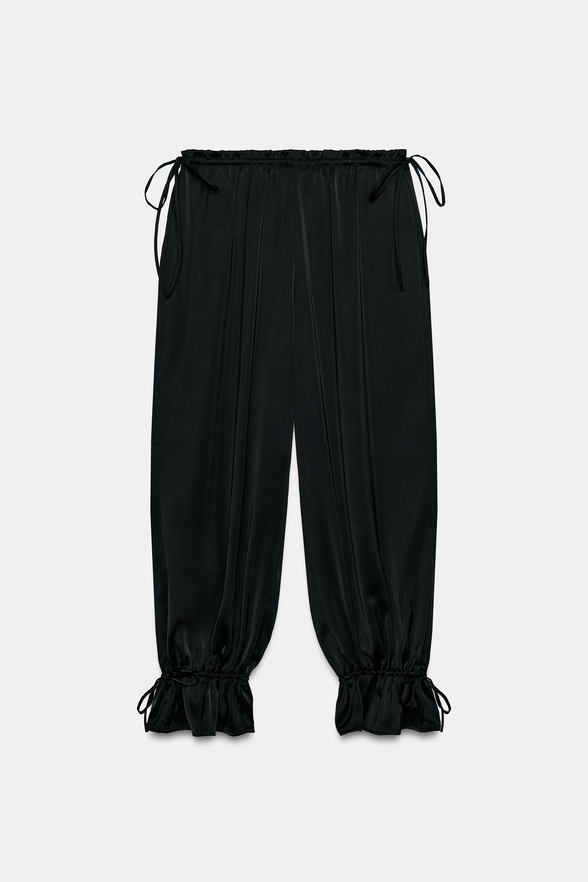 Женские брюки Zara STRIPED TIED BALLOON PANTS — фото 4