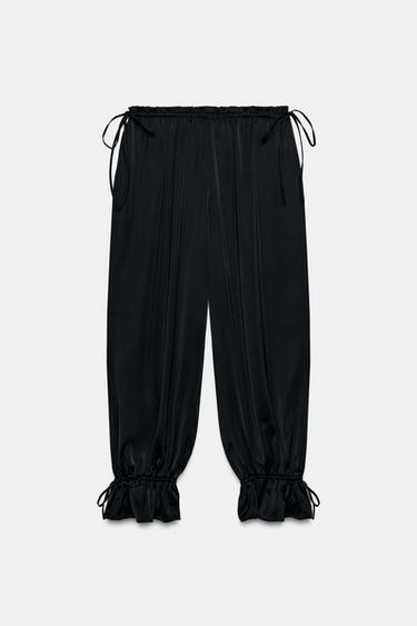 PANTALÓN BOMBACHO LAZADAS - Negro de Zara