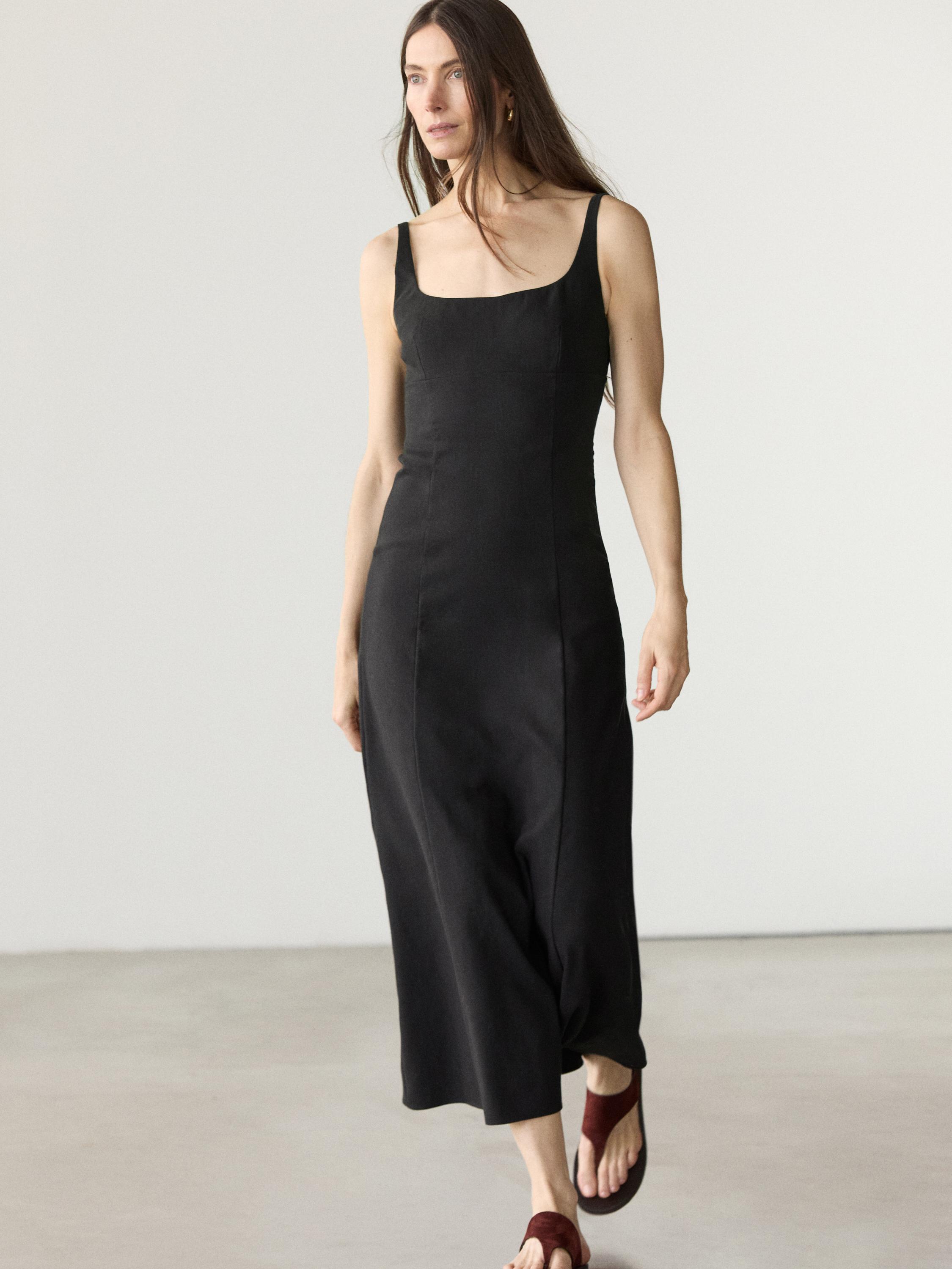 Strappy linen midi dress