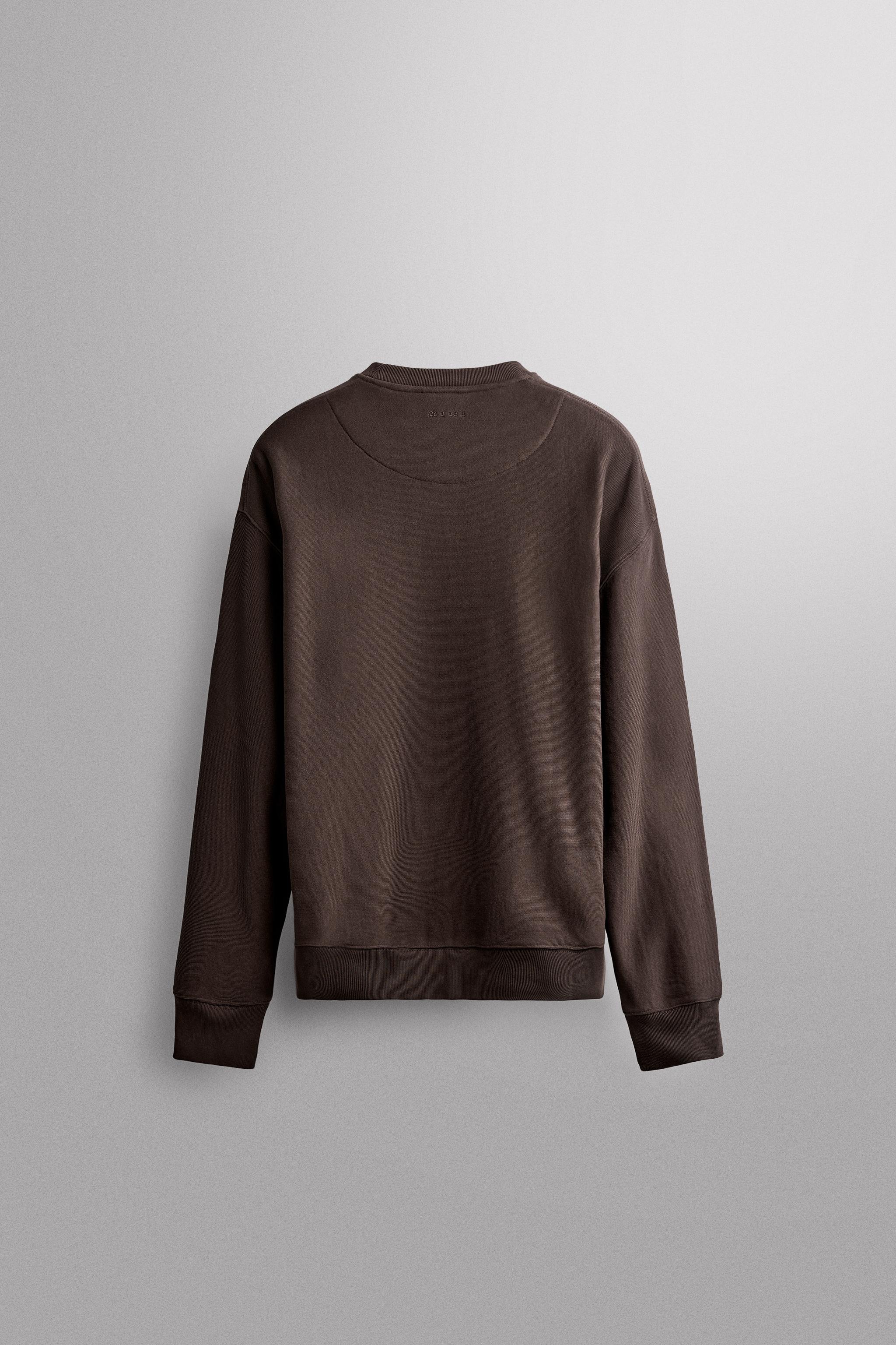 COTTON CREWNECK SWEATSHIRT — Brown