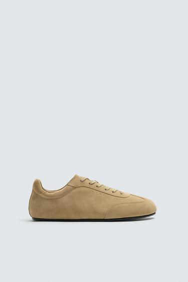 LEATHER LIMITED EDITION TRAINERS - Sand Brown by Zara