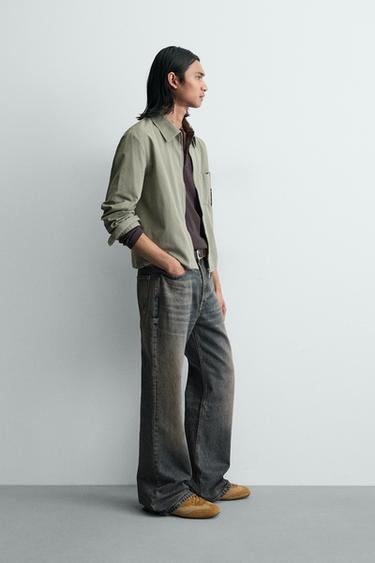 CROPPED FIT ZIP-UP OVERSHIRT - Green by Zara - Image 3