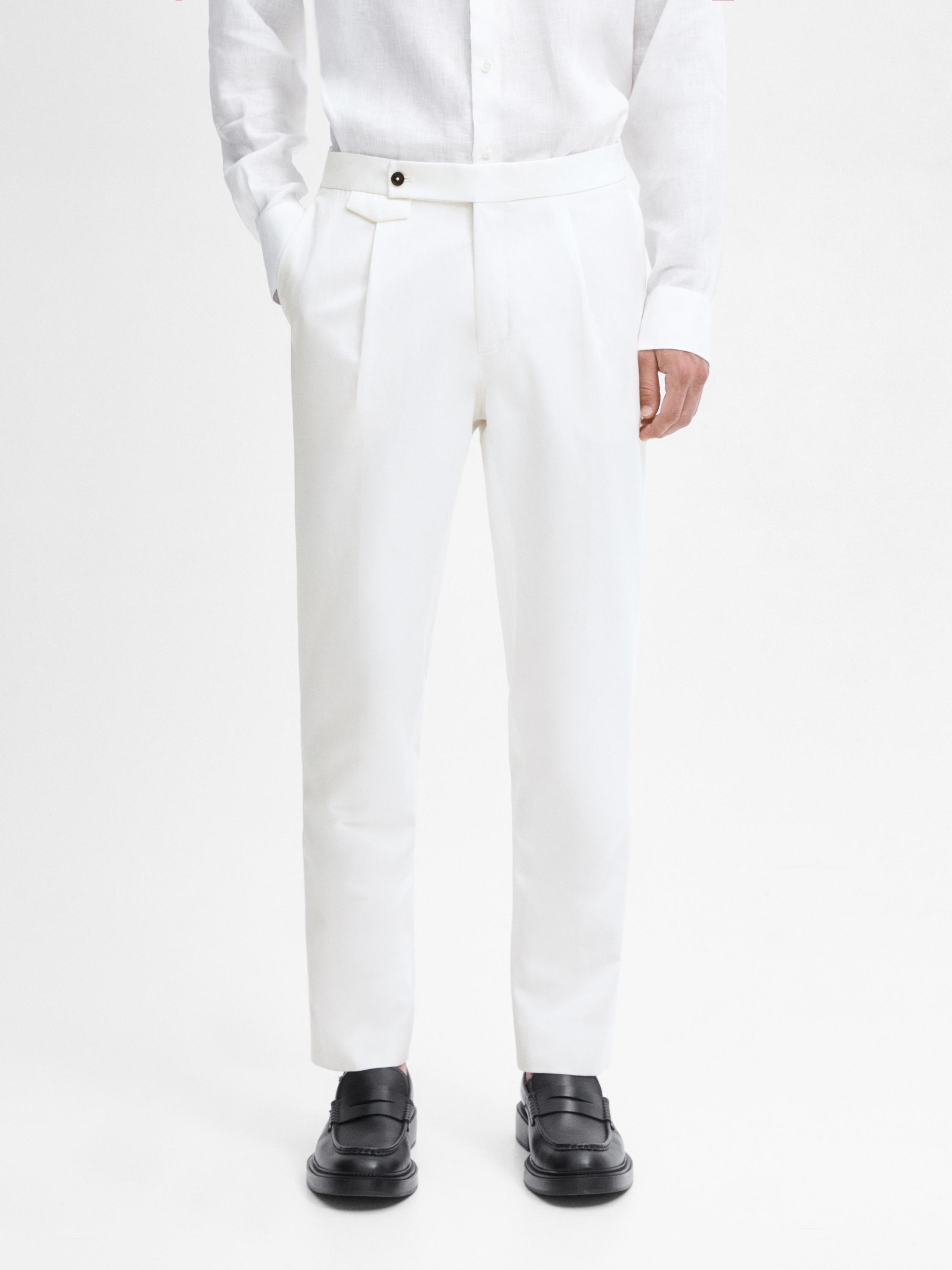 White slim deals fit trousers mens