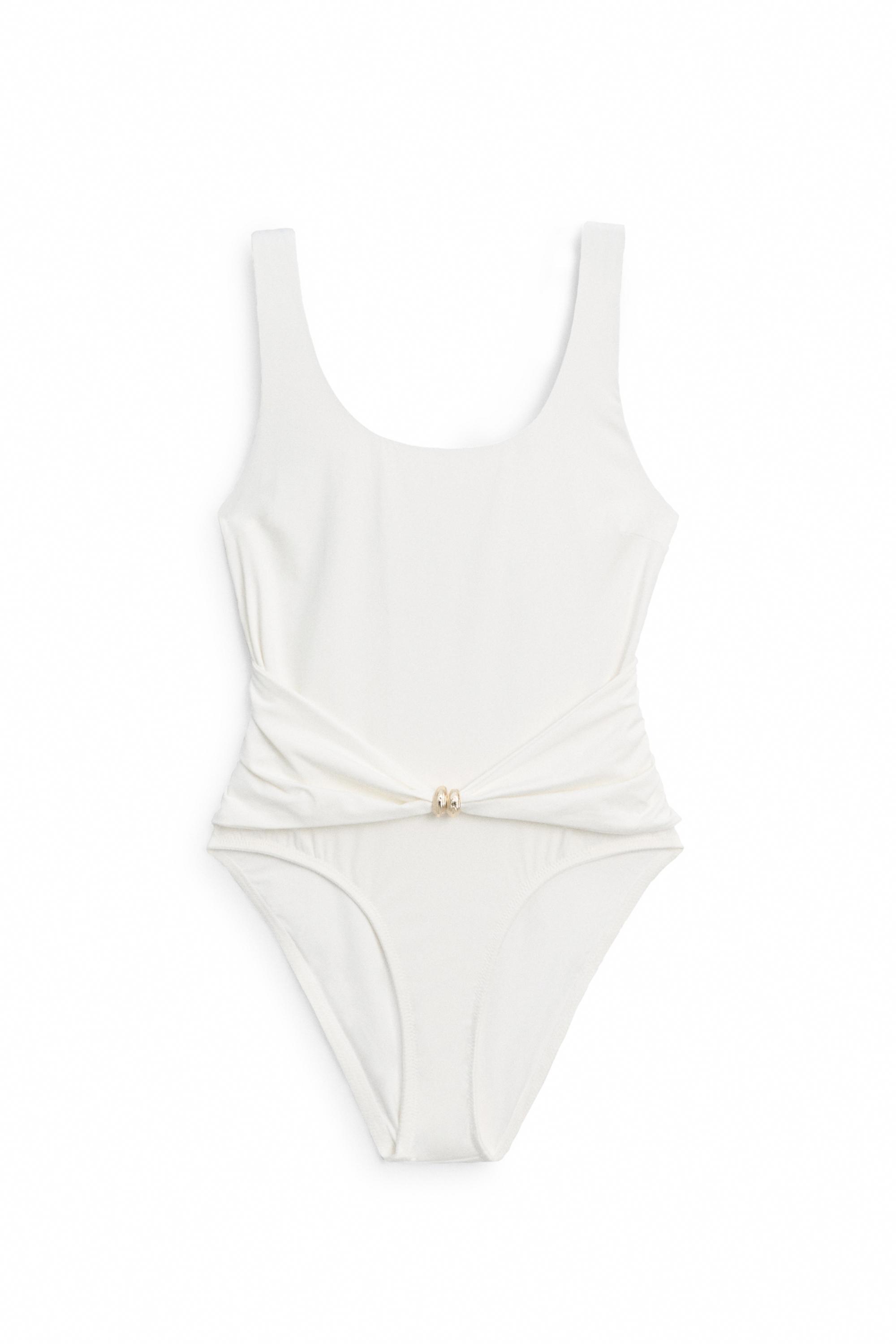 Swimsuit with rhinestone detail — Oyster-white