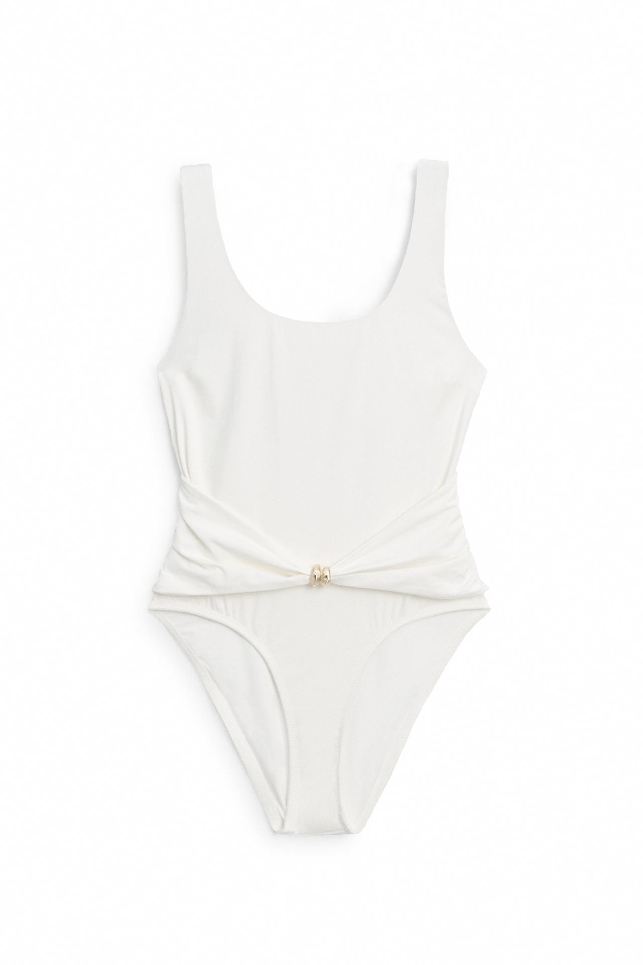 Swimsuit with rhinestone detail — Oyster-white