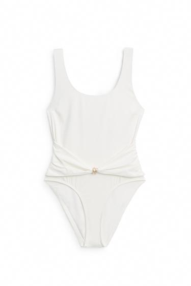 Zara Swimsuit with rhinestone detail - Oyster-white