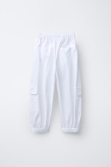 POPLIN CARGO TROUSERS - White by Zara - Image 1