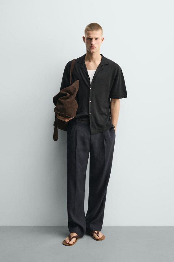 LINEN COTTON BLEND KNIT SHIRT from Zara - $59.90